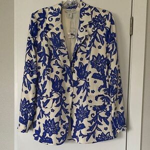 Rachel Zoe Pattern Floral Nautical Silky Tailored Relaxed Blazer S Mango Zara